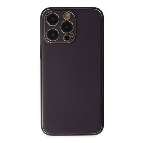 Newface iPhone 13 Pro Coco Deri Silikon Kapak Derin Mor Cep Telefonu Kılıfı