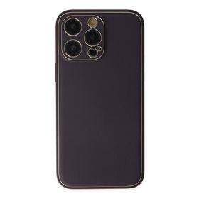 Newface iPhone 13 Pro Coco Deri Silikon Kapak Derin Mor Cep Telefonu Kılıfı