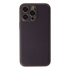 Newface iPhone 13 Pro Coco Deri Silikon Kapak Derin Mor Cep Telefonu Kılıfı