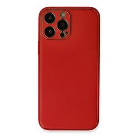 Newface iPhone 13 Pro Coco Deri Silikon Kapak Kırmızı Cep Telefonu Kılıfı
