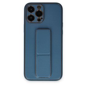 Newface iPhone 13 Pro Coco Deri Standlı Kapak Açık Mavi Cep Telefonu Kılıfı