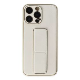 Newface iPhone 13 Pro Coco Deri Standlı Kapak Beyaz Kılıf