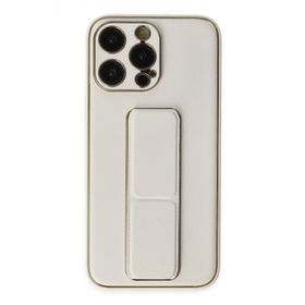 Newface iPhone 13 Pro Coco Deri Standlı Kapak Beyaz Kılıf