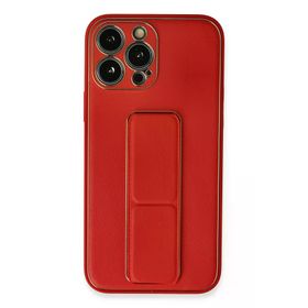 Newface iPhone 13 Pro Coco Deri Standlı Kapak Kırmızı Cep Telefonu Kılıfı