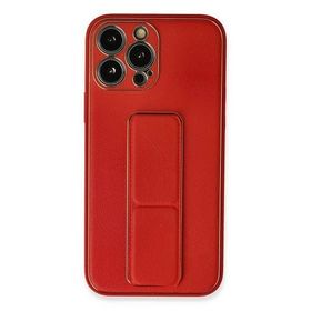 Newface iPhone 13 Pro Coco Deri Standlı Kapak Kırmızı Cep Telefonu Kılıfı