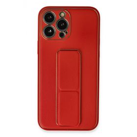 Newface iPhone 13 Pro Coco Deri Standlı Kapak Kırmızı Cep Telefonu Kılıfı