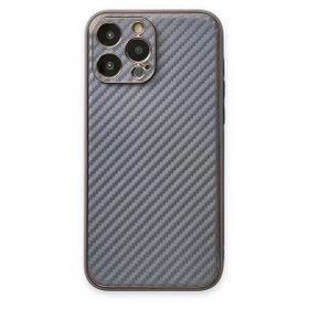 Newface iPhone 13 Pro Coco Karbon Silikon Gri Cep Telefonu Kılıfı
