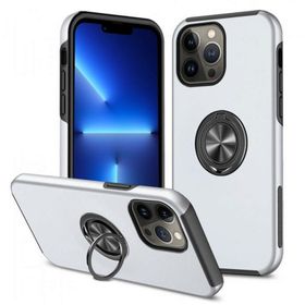 Newface iPhone 13 Pro Elit Yüzüklü Kapak Gümüş Cep Telefonu Kılıfı