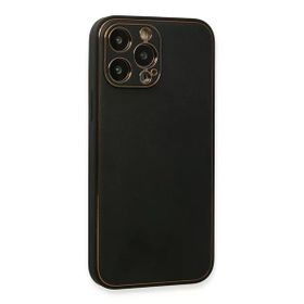 Newface iPhone 13 Pro Max Coco Deri Silikon Kapak Siyah Cep Telefonu Kılıfı