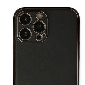 Newface iPhone 13 Pro Max Coco Deri Silikon Kapak Siyah Cep Telefonu Kılıfı