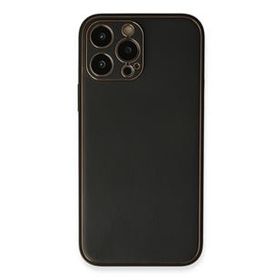 Newface iPhone 13 Pro Max Coco Deri Silikon Kapak Siyah Cep Telefonu Kılıfı