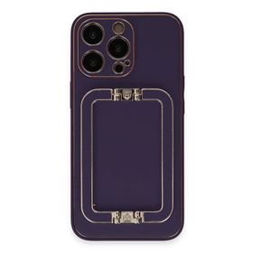 Newface iPhone 13 Pro Max Coco Elit Kapak Derin Mor Cep Telefonu Kılıfı