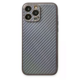 Newface iPhone 13 Pro Max Coco Karbon Silikon Gri Cep Telefonu Kılıfı
