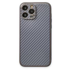 Newface iPhone 13 Pro Max Coco Karbon Silikon Gri Cep Telefonu Kılıfı