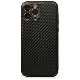 Newface iPhone 13 Pro Max Coco Karbon Silikon Siyah Cep Telefonu Kılıfı