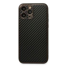 Newface iPhone 13 Pro Max Coco Karbon Silikon Siyah Cep Telefonu Kılıfı