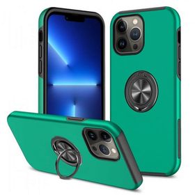 Newface iPhone 13 Pro Max Elit Yüzüklü Kapak Yeşil Cep Telefonu Kılıfı