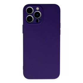 Newface iPhone 13 Pro Max Nano İçi Kadife Silikon Mor Kılıf