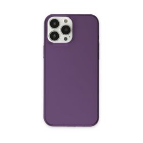 Newface iPhone 13 Pro Max PC Sert Şeffaf Kapak Mor Kılıf