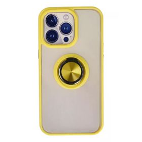 Newface iPhone 13 Pro Montreal Yüzüklü Silikon Kapak Sarı Cep Telefonu Kılıfı
