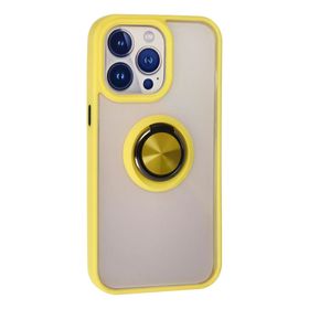 Newface iPhone 13 Pro Montreal Yüzüklü Silikon Kapak Sarı Cep Telefonu Kılıfı