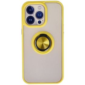 Newface iPhone 13 Pro Montreal Yüzüklü Silikon Kapak Sarı Cep Telefonu Kılıfı