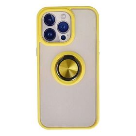 Newface iPhone 13 Pro Montreal Yüzüklü Silikon Kapak Sarı Cep Telefonu Kılıfı