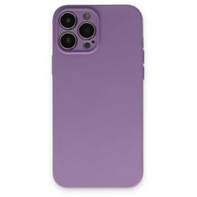 Newface iPhone 13 Pro Nano İçi Kadife Silikon Koyu Lila Kılıf