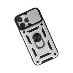 Newface iPhone 13 Pro Pars Lens Yüzüklü Silikon Gümüş Kılıf