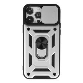 Newface iPhone 13 Pro Pars Lens Yüzüklü Silikon Gümüş Kılıf