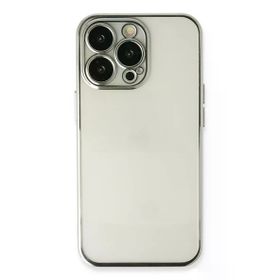 Newface iPhone 13 Pro Razer Lensli Silikon Gümüş Kılıf