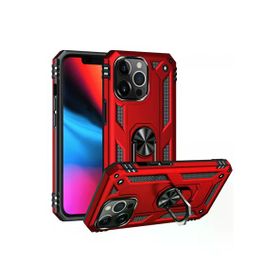 Newface iPhone 13 Pro Sofya Yüzüklü Silikon Kapak Kırmızı Kılıf