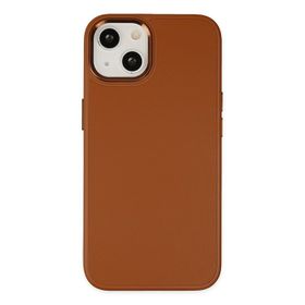 Newface iPhone 14 Asya Deri Silikon Kahverengi Kılıf