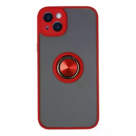 Newface iPhone 14 Montreal Yüzüklü Silikon Kapak Kırmızı Kılıf