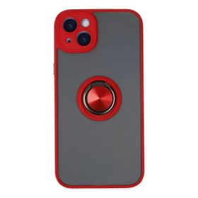 Newface iPhone 14 Montreal Yüzüklü Silikon Kapak Kırmızı Kılıf