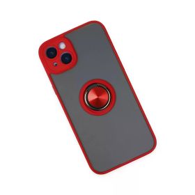 Newface iPhone 14 Montreal Yüzüklü Silikon Kapak Kırmızı Kılıf