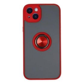 Newface iPhone 14 Montreal Yüzüklü Silikon Kapak Kırmızı Kılıf