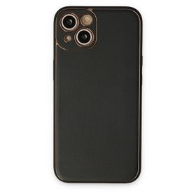 Newface iPhone 14 Plus Coco Deri Silikon Kapak Siyah Kılıf