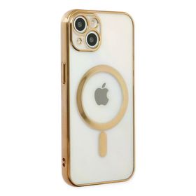 Newface iPhone 14 Plus Magneticsafe Lazer Silikon Gold Kılıf