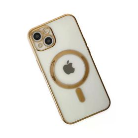 Newface iPhone 14 Plus Magneticsafe Lazer Silikon Gold Kılıf