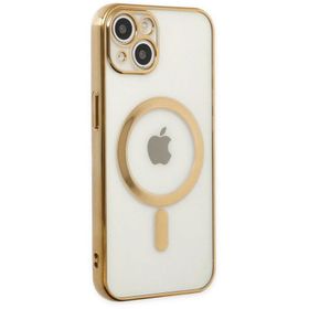 Newface iPhone 14 Plus Magneticsafe Lazer Silikon Gold Kılıf