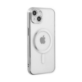 Newface iPhone 14 Plus Magneticsafe Lazer Silikon Gümüş Kılıf