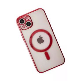 Newface iPhone 14 Plus Magneticsafe Lazer Silikon Kırmızı Kılıf