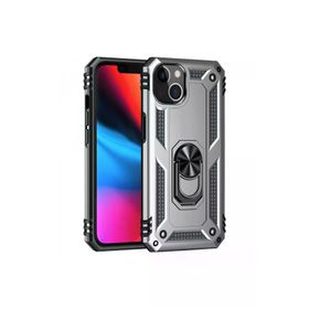Newface iPhone 14 Plus Sofya Yüzüklü Silikon Kapak Gümüş Kılıf
