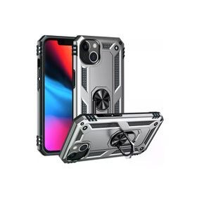 Newface iPhone 14 Plus Sofya Yüzüklü Silikon Kapak Gümüş Kılıf