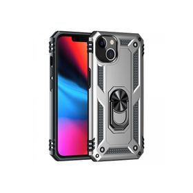 Newface iPhone 14 Plus Sofya Yüzüklü Silikon Kapak Gümüş Kılıf