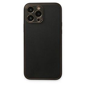 Newface iPhone 14 Pro Coco Deri Silikon Kapak Siyah Kılıf