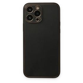 Newface iPhone 14 Pro Coco Deri Silikon Kapak Siyah Kılıf