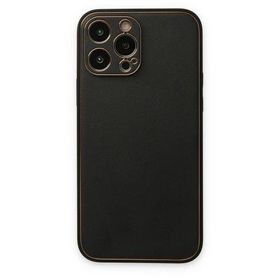 Newface iPhone 14 Pro Coco Deri Silikon Kapak Siyah Kılıf