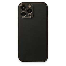 Newface iPhone 14 Pro Coco Deri Silikon Kapak Siyah Kılıf